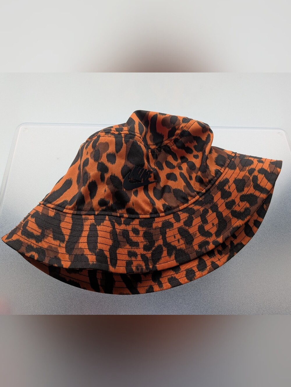Nike Orange and Black Leopard Print Bucket Hat